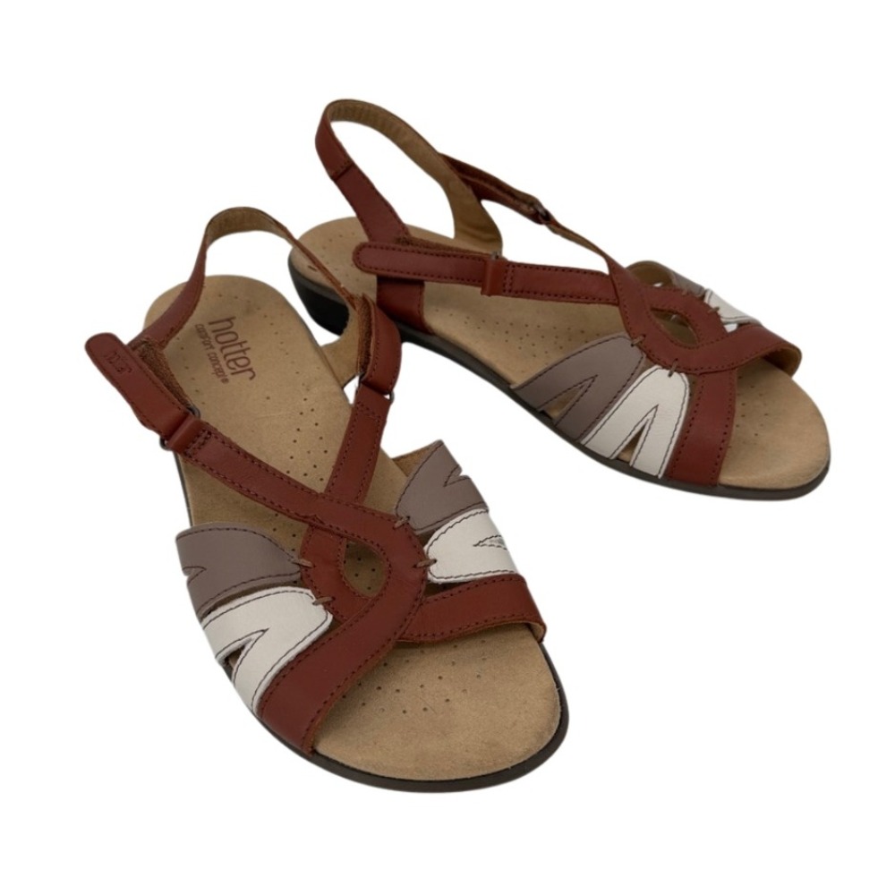 Hotter Sandals Leather Slingback Comfort Walking Shoes Retro 80s Summer Size US8
